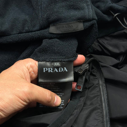 Prada 2017 Red Tab Nylon Panelled Hoodie Jacket - XXL (L)