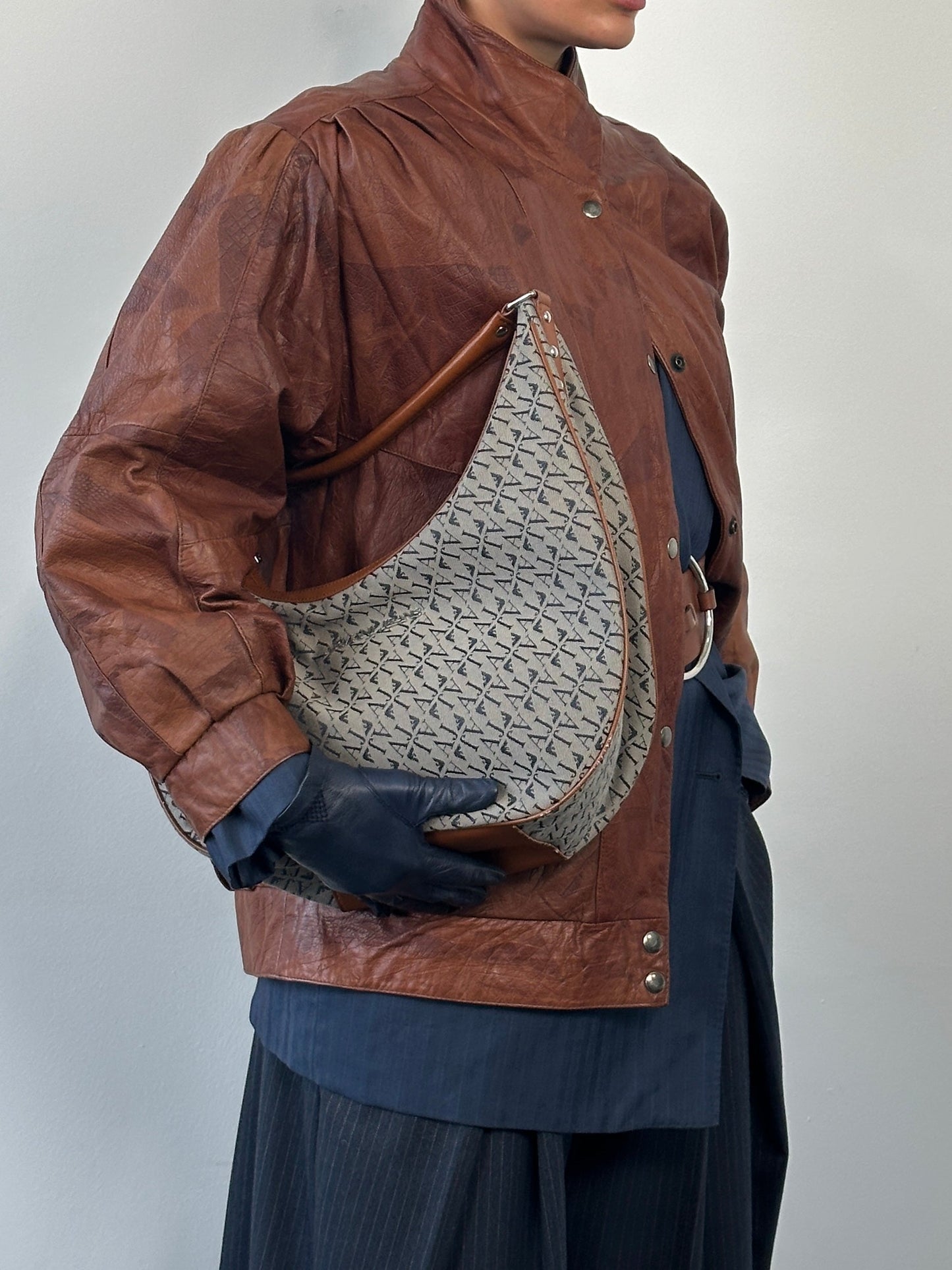 Armani Jeans 2000s Monogram Crescent Shoulder Bag