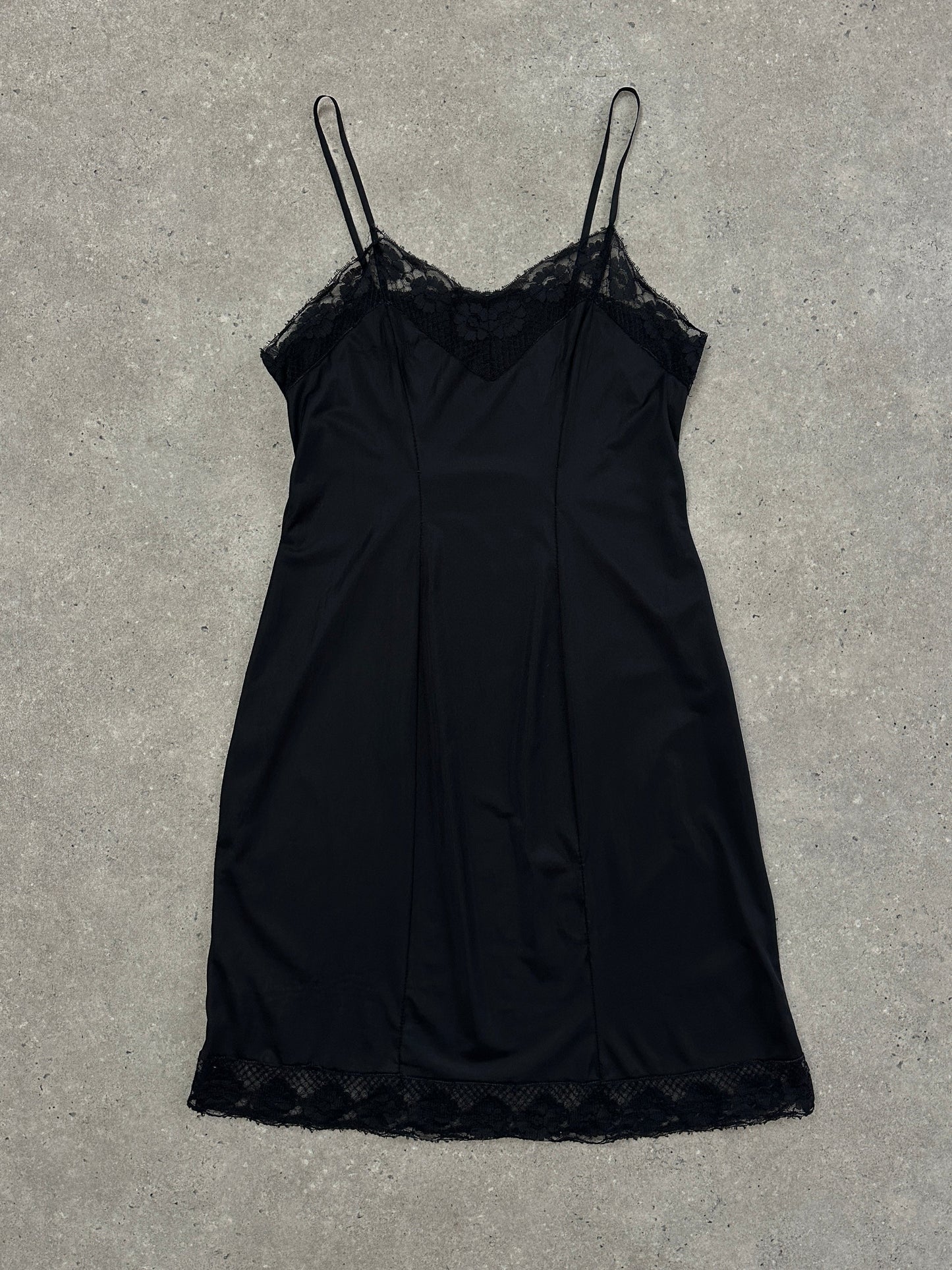 Vintage 1980s Lace Semi Sheer Slip Dress - M