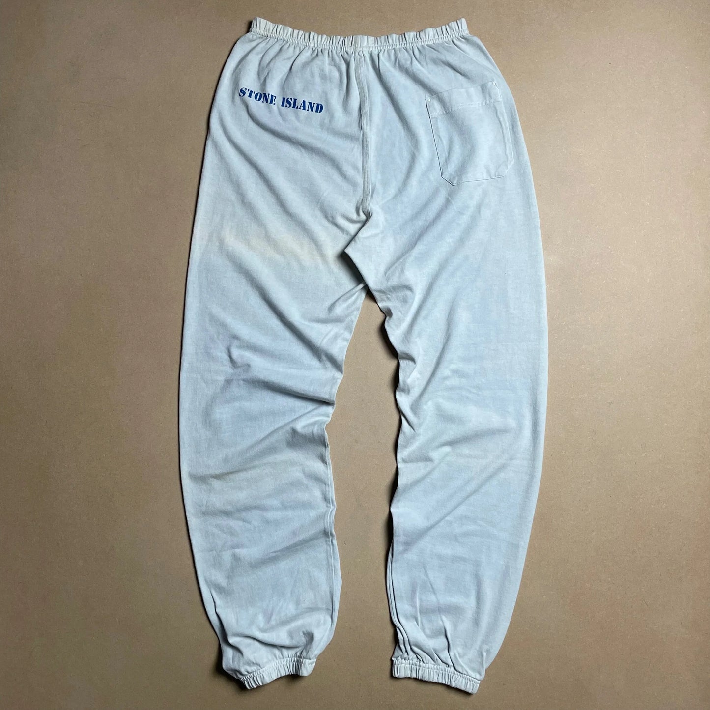 S/S 1989 Egg Shell Blue Light Cotton Stretch Reflective Spell Out Sweatpants