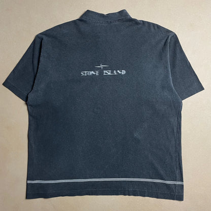 S/S 1998 Charcoal Motion Blur Graphic Print Polo Shirt