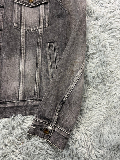 Saint Laurent 2017 Distressed Denim Grey Trucker Jacket - S | O/S, Black