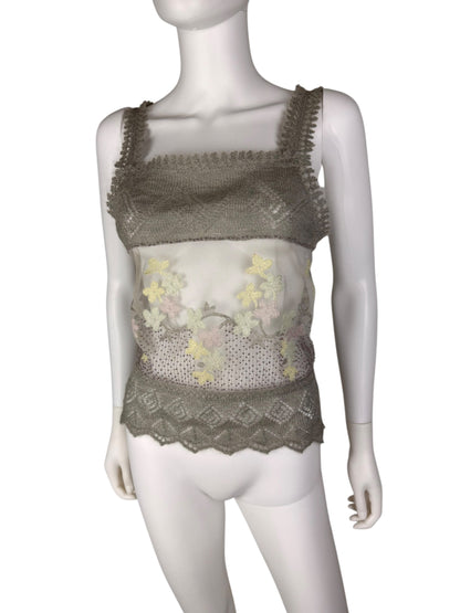 Moschino knit mesh embellished top | Grey, Grey