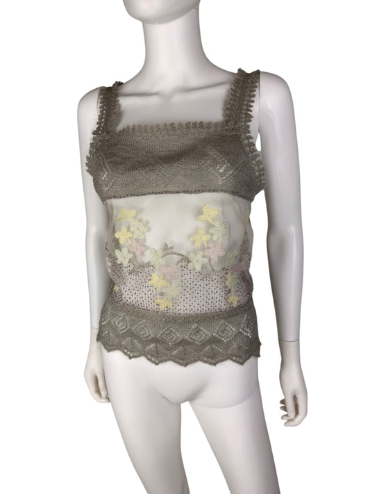 Moschino knit mesh embellished top