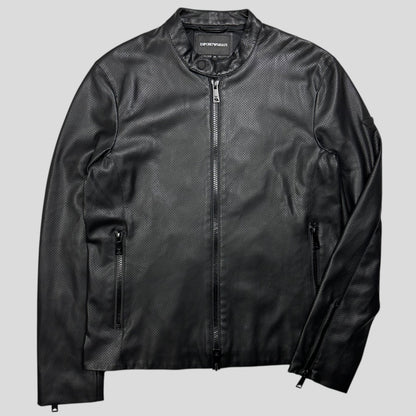 Emporio Armani Perforated Vinyl Mesh Lined Moto Jacket - IT52 (M)