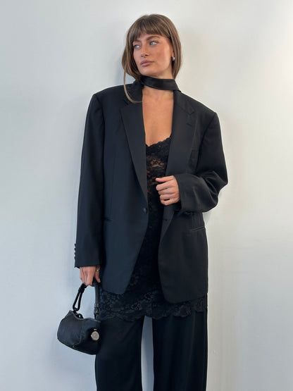 Christian Dior Monsieur 1980s Wool Tuxedo Blazer - 44R/XL