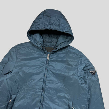 Prada Milano 2019 Metallic Blue Padded Nylon Windbreaker - S