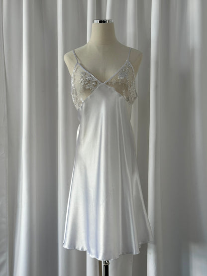 Vintage 1990s Lace Sheer Mini Slip Dress - M/L