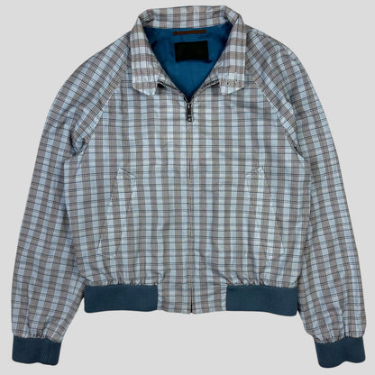 Prada SS17 Lined Cotton Checkered Bomber Jacket - IT46 (S) | Small, Blue