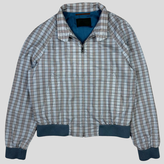 Prada SS17 Lined Cotton Checkered Bomber Jacket - IT46 (S) | Small, Blue