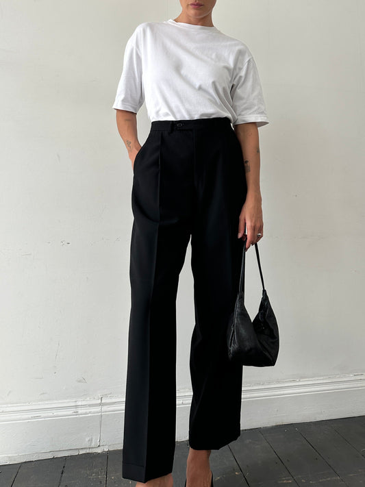 Vintage Pure Wool Straight Leg Tailored Tuxedo Trousers - W32