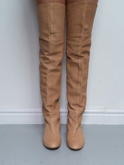 CHLOÉ KNEE HIGH BOOTS (EU 39) | DEFAULT TITLE, Beige