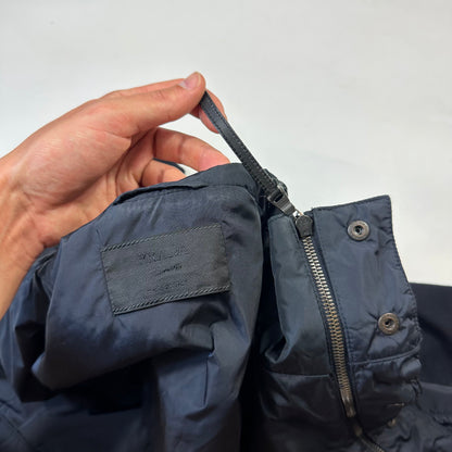 Prada Milano 2001 Asymetric Hybrid Wool and Nylon Jacket - L/XL | Default Title, Navy