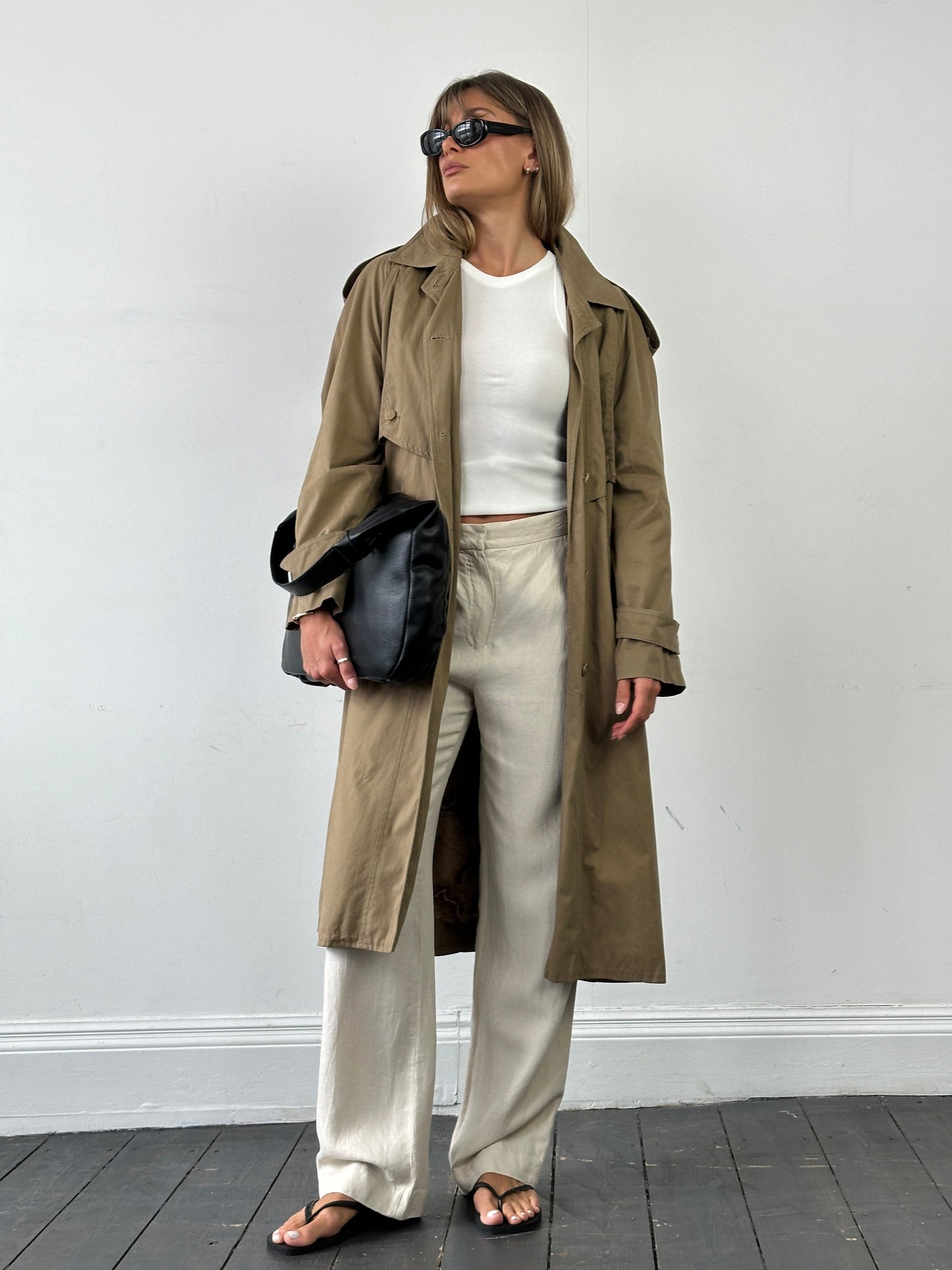 Vintage Pure Cotton Single Breasted Belted Trench Coat - L