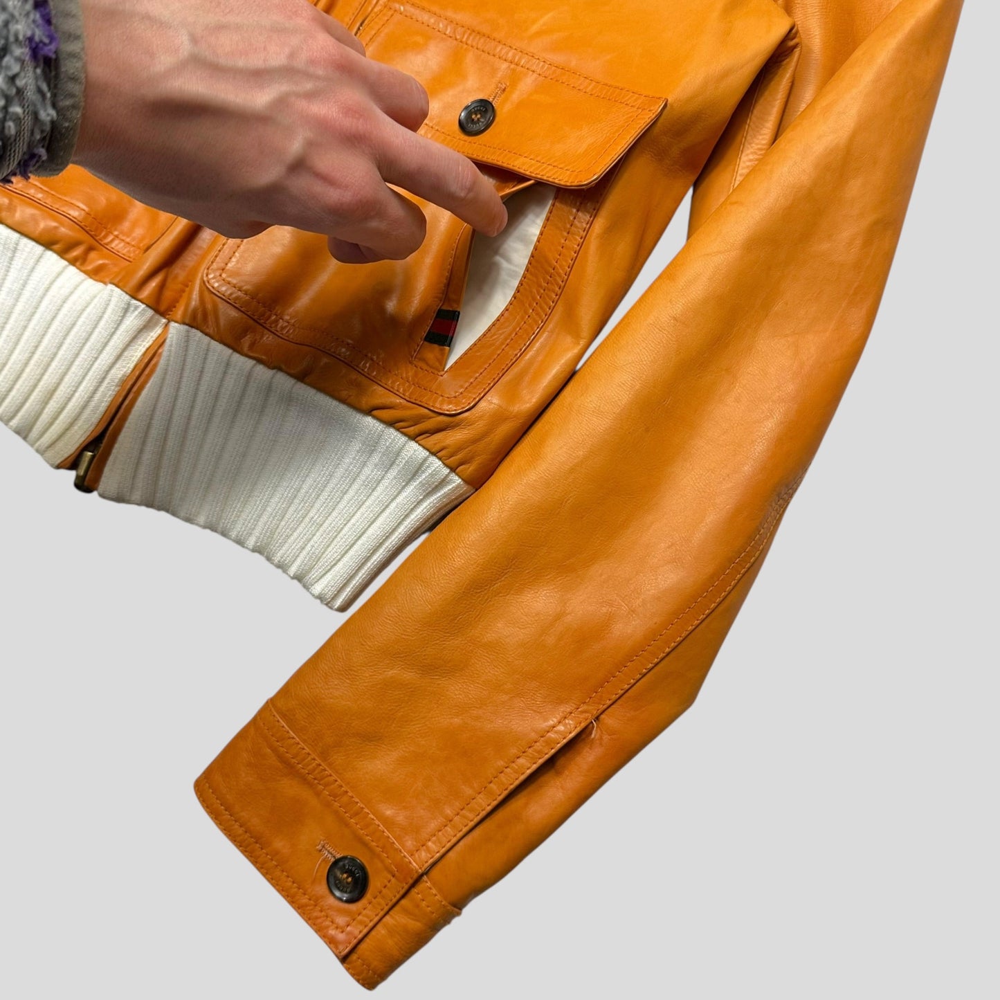 Gucci 2011 Leather Reversible Cropped Moto Biker Jacket - UK6/8