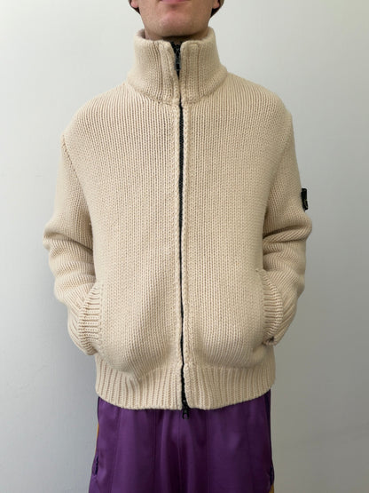 Stone Island AW03 Zip-Through Knit Cardigan Jacket | Large, Red