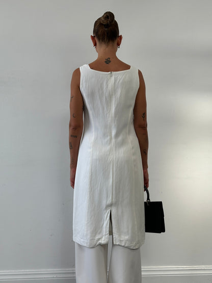 Max Mara Linen Square Neck Midi Dress - M/L