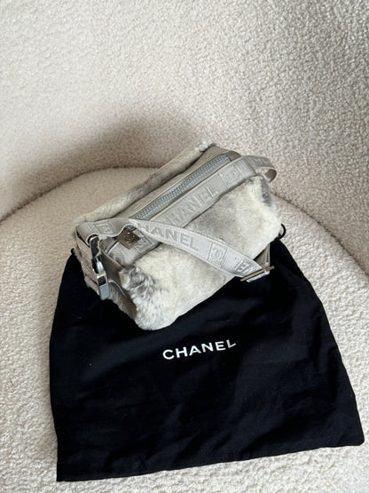 Vintage 2005/2006 Chanel Sport Lapin Fur Mini Duffle Shoulder Bag | O/S, Grey