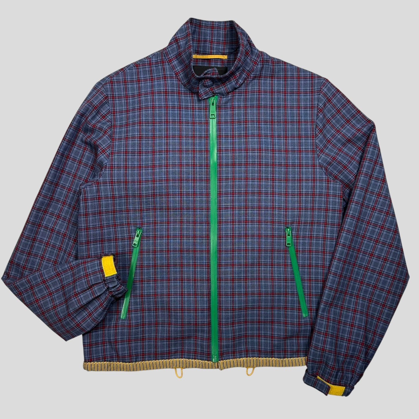 Prada Milano SS16 Wool Contrast Zip Technical Plaid Blouson Jacket - IT46 | Default Title, Multicoloured