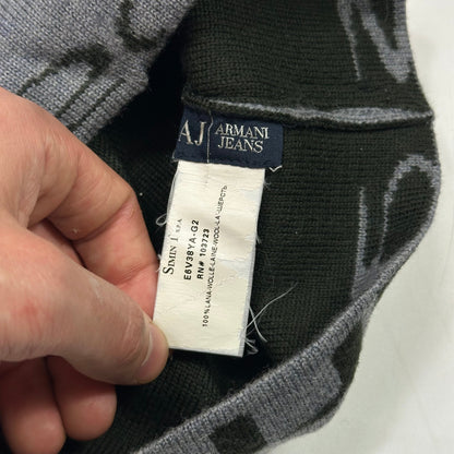 Armani Jeans 00’s Animal Rip Spellout Wool Beanie - S/M | Default Title, Grey