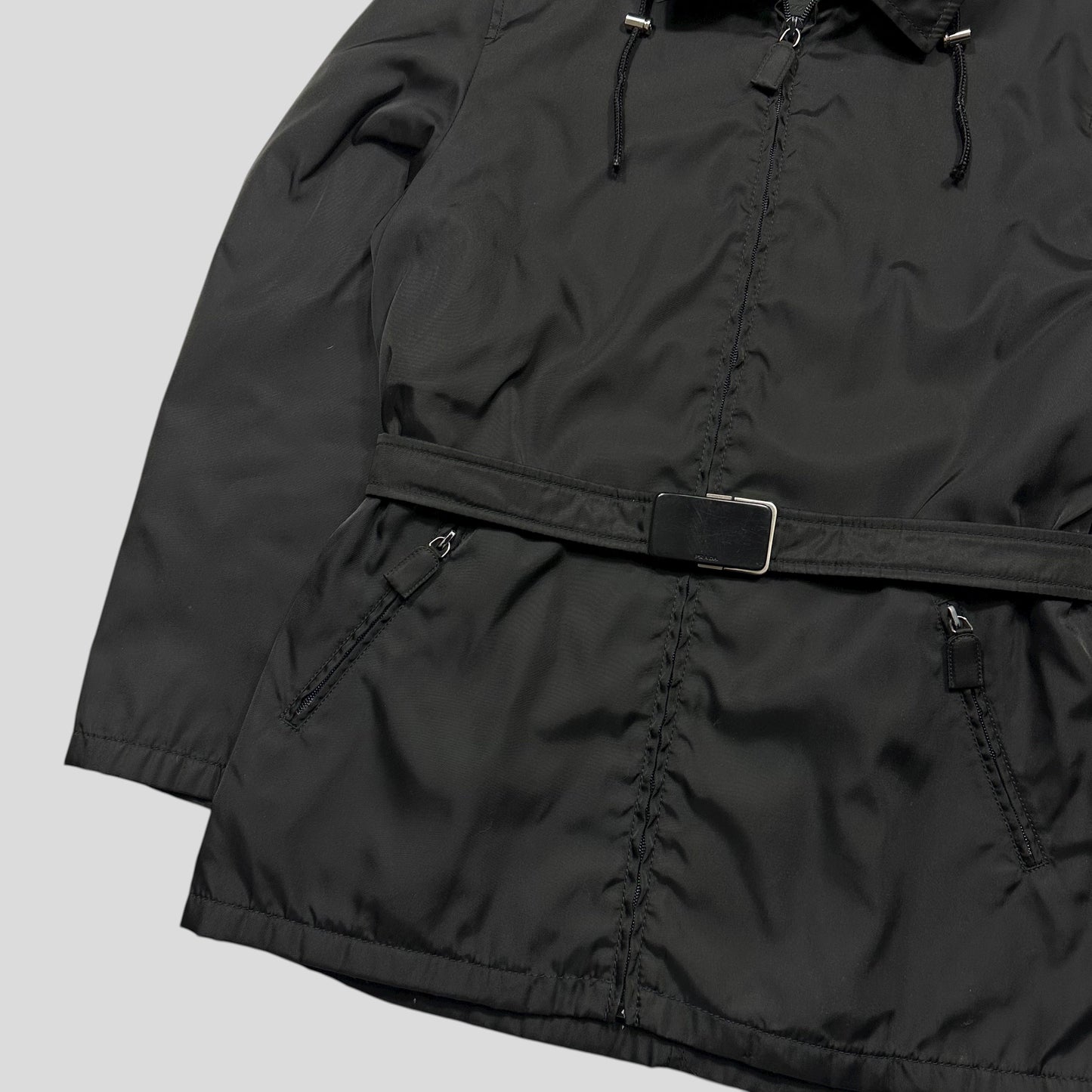 Prada 90’s Quilted Nylon Belt Parka Jacket - UK10