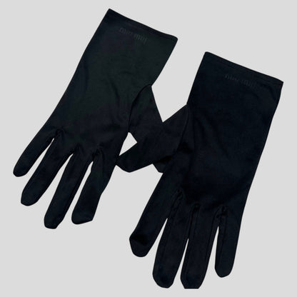 Miu Miu Microfibre Black Embossed Logo Gloves - M | O/S, Black