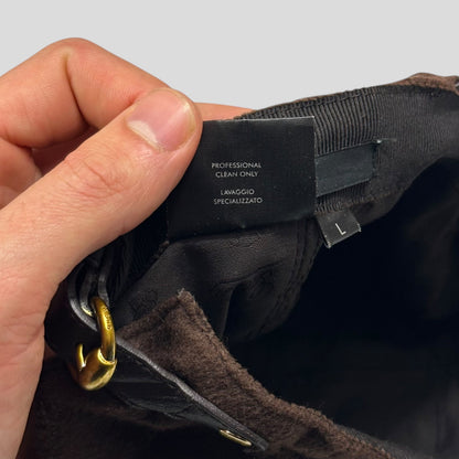 Gucci 00’s Cashmere Wool Leather Newsboy Jockey Hat - S/M