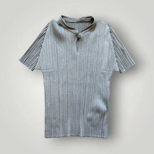 2000's Issey Miyake Pleats Please Button Top | O/S, Grey