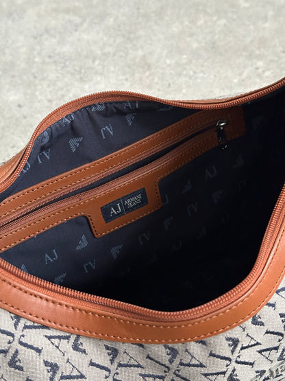 Armani Jeans 2000s Monogram Crescent Shoulder Bag