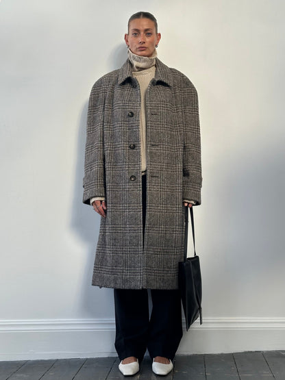 Vintage Wool Check Belted Coat - XL/XXL