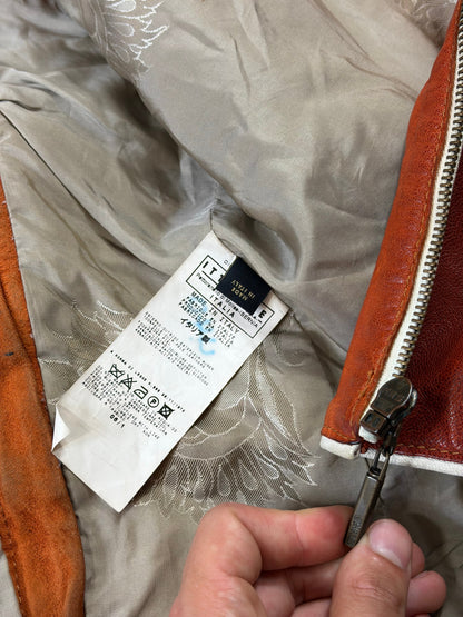 Just Cavalli 2005 Leather Panelled Moto Racer Jacket - M | O/S, Red
