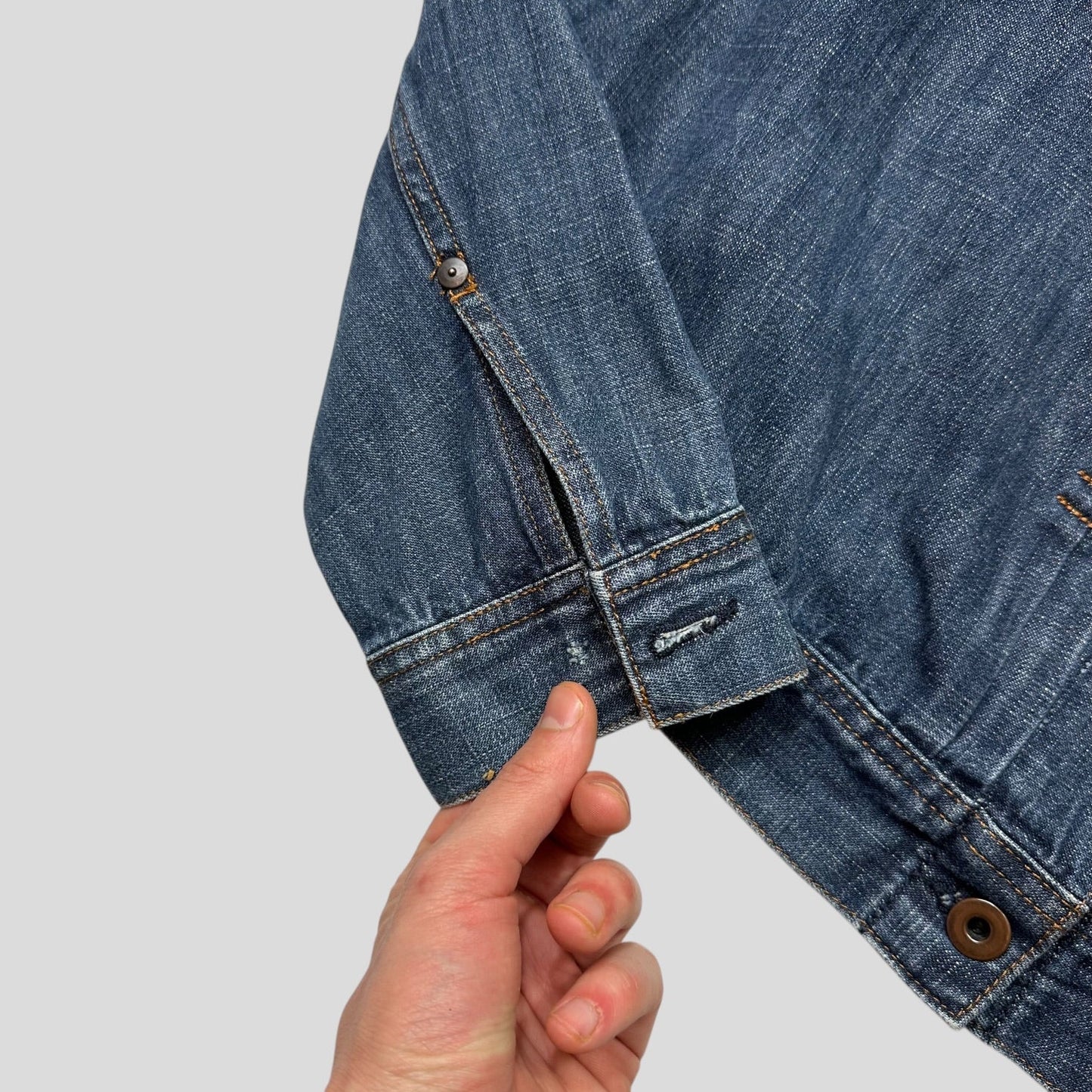 Miu Miu 2001 Runway Denim Fiammoto Pleated Work Jacket - S/M