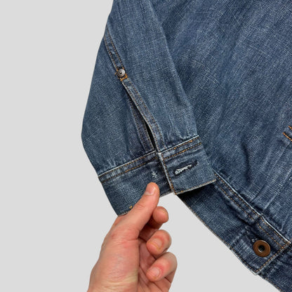 Miu Miu 2001 Runway Denim Fiammoto Pleated Work Jacket - S/M