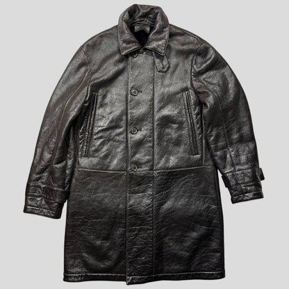 Prada Milano 00’s Leather Sheepskin Fur Full Lined Long Coat - IT50 (L/XL)