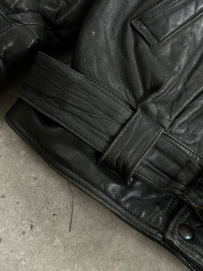 Vintage Belted Buckle Leather Jacket - XL