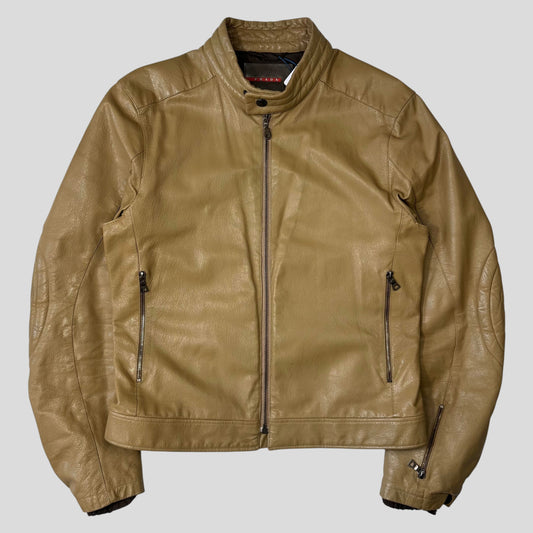 Prada SS00 Leather Articulated Elbow Detailed Moto Jacket - IT50 | Default Title, Red