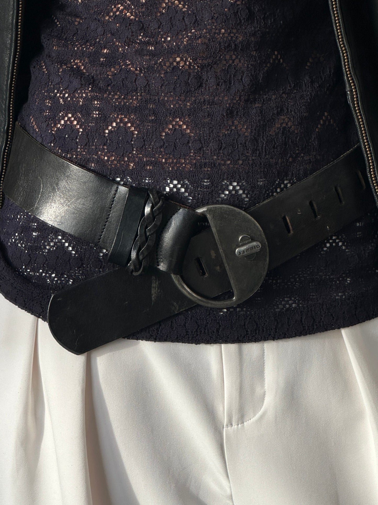 Diesel 1990s Chunky Logo Leather Belt - W32-38