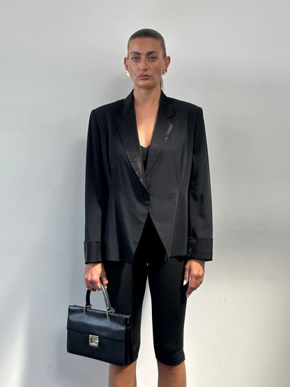 Vintage 90s Fitted Tuxedo Blazer -  M