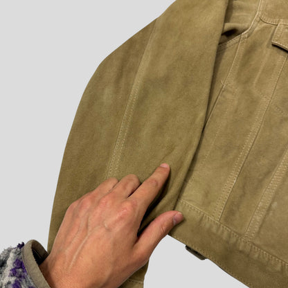 Gucci by Tom Ford 00’s Suede Leather Belted Boxy Trucker Jacket - IT52 | Default Title, Multicoloured