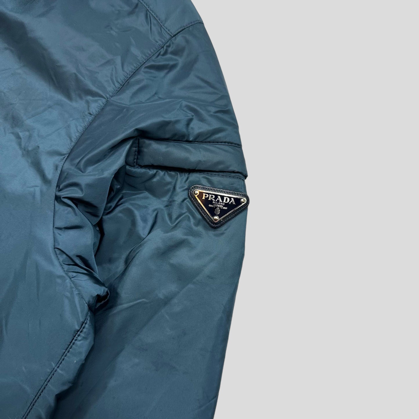 Prada Milano 2019 Metallic Blue Padded Nylon Windbreaker - S