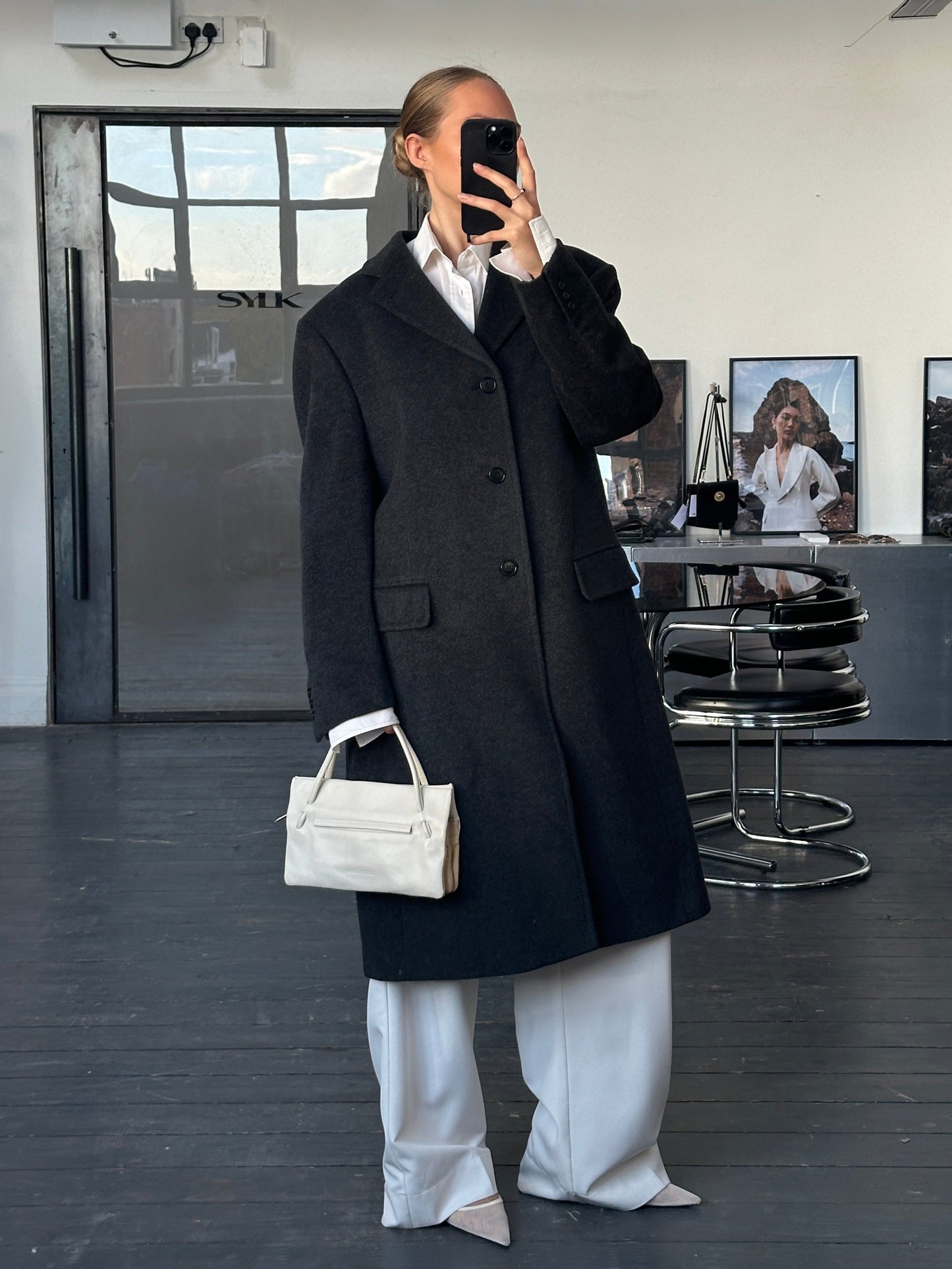 Italian Vintage 1990s Wool Cashmere Coat - XL