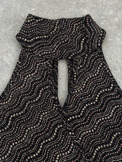 French Vintage Sleeveless Glittery High Neck Top - S