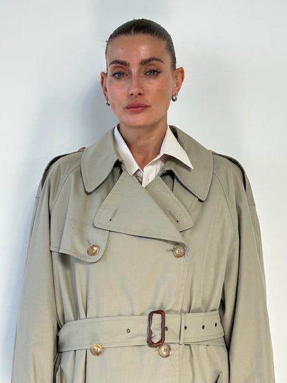 Italian Vintage Double Breasted Belted Trench Coat - XL