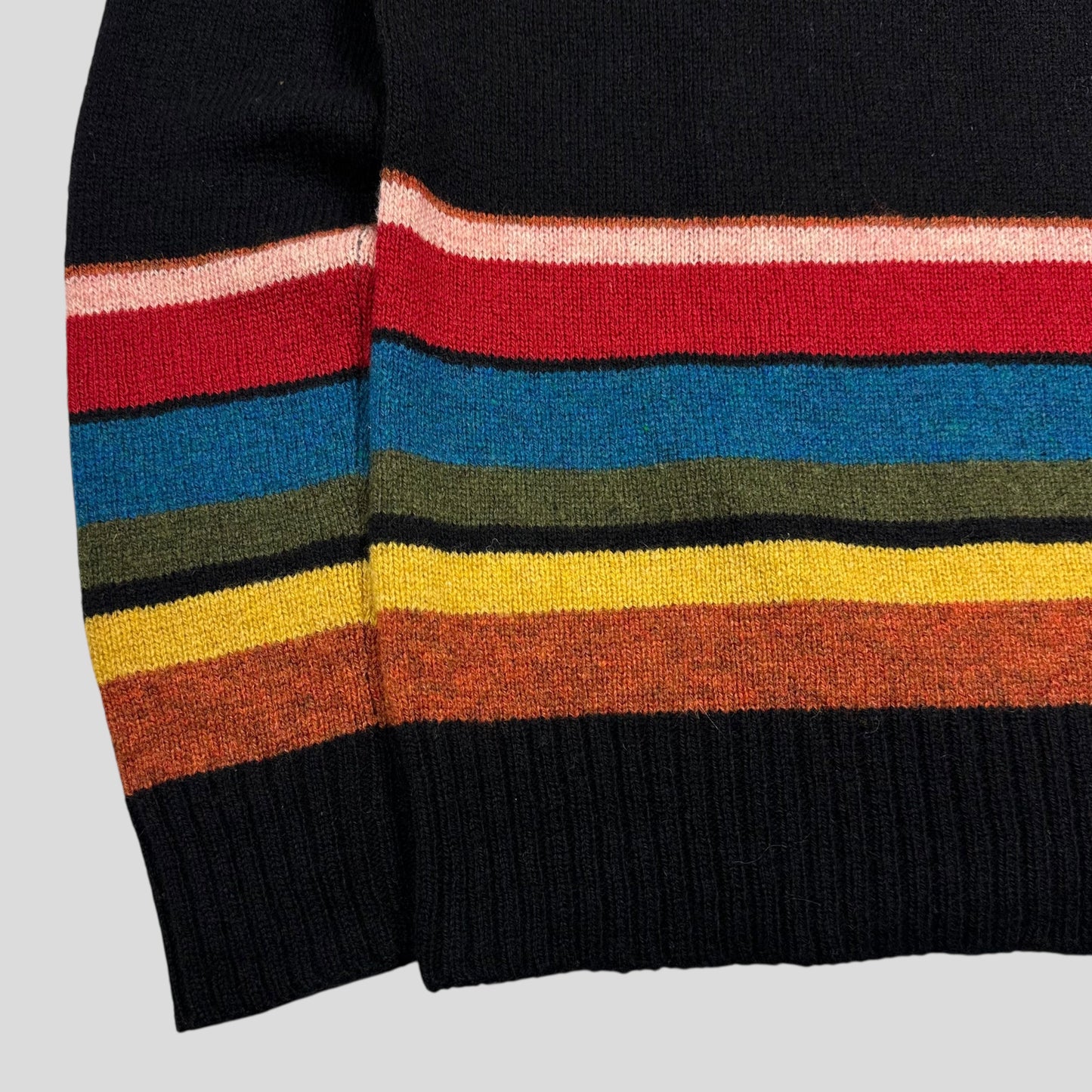 Prada 2018 Heavy Virgin Wool Rainbow Stripe Crewneck Knit - M