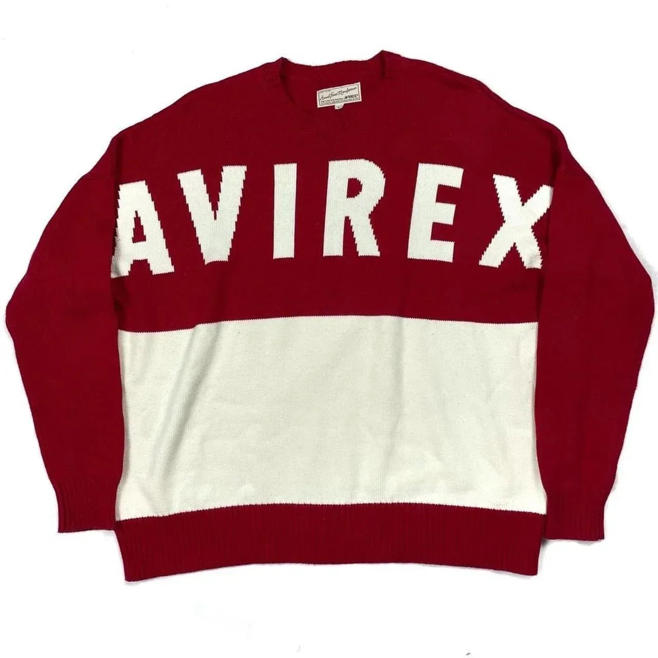 Avirex Spellout Knitted Sweatshirt In Red ( L ) - 1036 Emporium
