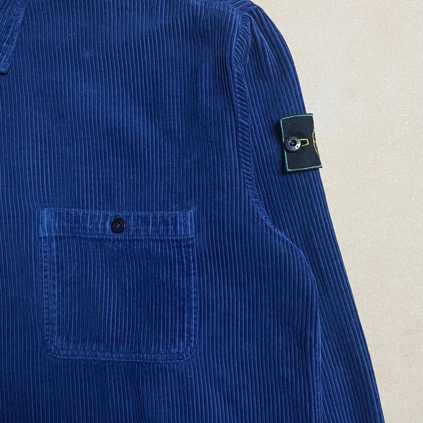 A/W 1994 Persian Blue Jumbo Corduroy Button Down Single Pocket Work Shirt