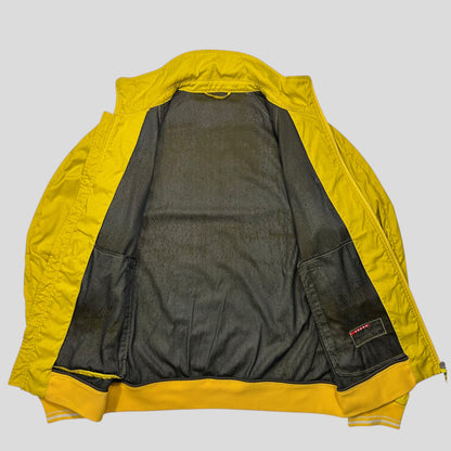 Prada Sport 2011 Acid Yellow Red Tab Nylon Striped Track Jacket - IT48 (M) | Default Title, Acid Yellow