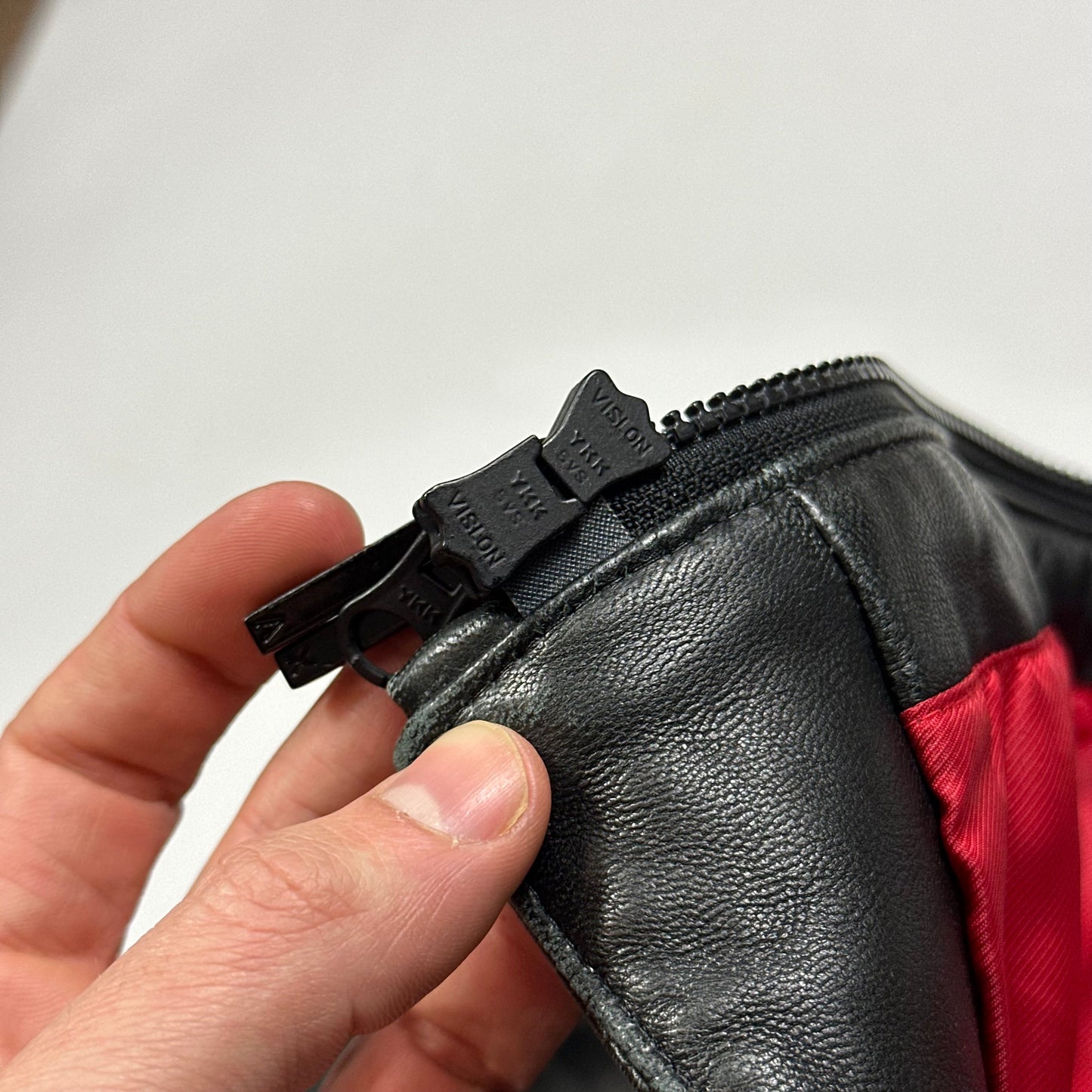 Armani Leather Moto Padded Biker Jacket - S