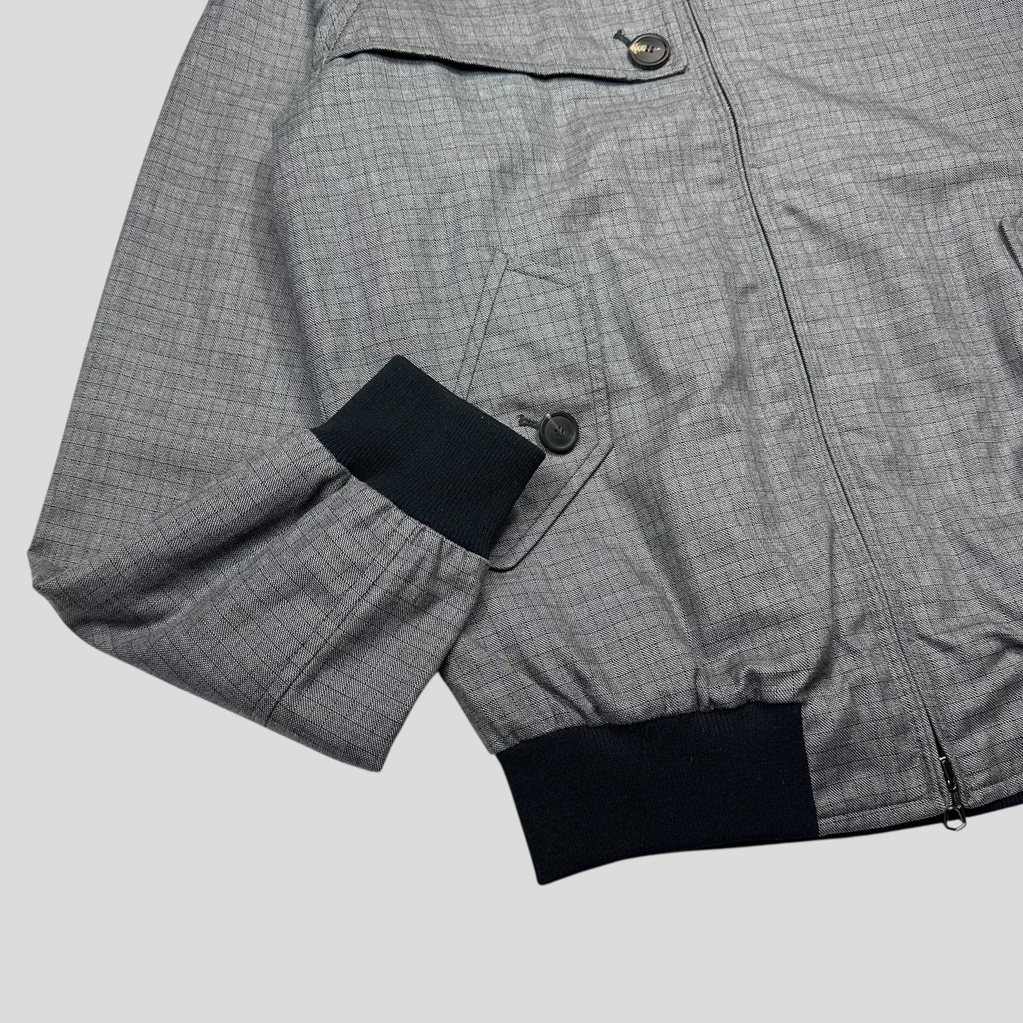 Hardy Amies AW07 Ripstop Grid Asymmetrical Harrington Jacket - M | Default Title, Grey
