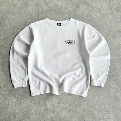 Stussy 1990s heavyweight graphic logo sweatshirt (L)